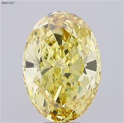 Picture of Lab Grown Diamond 10.03 Carats, Oval with  Cut, Fancy Vivid Yellow Color, VS1 Clarity and Certified by IGI