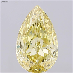 Picture of Lab Grown Diamond 7.56 Carats, Pear with  Cut, Fancy Vivid Yellow Color, VVS2 Clarity and Certified by IGI