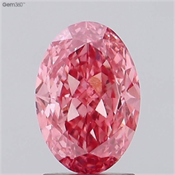 Picture of Lab Grown Diamond 2.11 Carats, Oval with  Cut, Fancy Vivid Pink Color, VVS2 Clarity and Certified by IGI