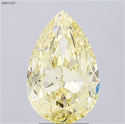Picture of Lab Grown Diamond 4.03 Carats, Pear with  Cut, Fancy Intense Yellow Color, VS2 Clarity and Certified by IGI