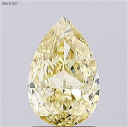 Picture of Lab Grown Diamond 1.55 Carats, Pear with  Cut, Fancy Intense Yellow Color, VS2 Clarity and Certified by IGI