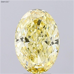 Picture of Lab Grown Diamond 4.03 Carats, Oval with  Cut, Fancy Vivid Yellow Color, VS1 Clarity and Certified by IGI