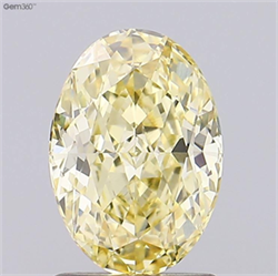 Picture of Lab Grown Diamond 1.56 Carats, Oval with  Cut, Fancy Intense Yellow Color, VS1 Clarity and Certified by IGI