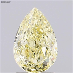 Picture of Lab Grown Diamond 1.50 Carats, Pear with  Cut, Fancy Intense Yellow Color, VS1 Clarity and Certified by IGI