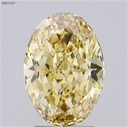 Picture of Lab Grown Diamond 2.50 Carats, Oval with  Cut, Fancy Intense Yellow Color, VS1 Clarity and Certified by IGI