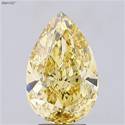 Picture of Lab Grown Diamond 5.02 Carats, Pear with  Cut, Fancy Intense Yellow Color, VS2 Clarity and Certified by IGI