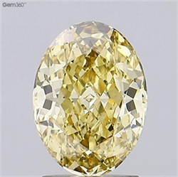 Picture of Lab Grown Diamond 2.05 Carats, Oval with  Cut, Fancy Intense Yellow Color, VS2 Clarity and Certified by IGI