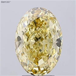 Picture of Lab Grown Diamond 4.07 Carats, Oval with  Cut, Fancy Intense Yellow Color, VS1 Clarity and Certified by IGI