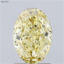 Picture of Lab Grown Diamond 1.56 Carats, Oval with  Cut, Fancy Intense Yellow Color, VS1 Clarity and Certified by IGI