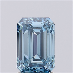 Picture of Lab Grown Diamond 2.07 Carats, Emerald with  Cut, Fancy Vivid Blue Color, VS2 Clarity and Certified by IGI