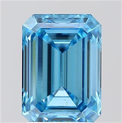 Picture of Lab Grown Diamond 2.01 Carats, Emerald with  Cut, Fancy Vivid Blue Color, VS2 Clarity and Certified by IGI