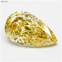 Picture of Lab Grown Diamond 5.01 Carats, Pear with  Cut, Fancy Intense Yellow Color, VS1 Clarity and Certified by IGI