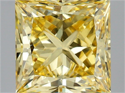 Picture of Lab Grown Diamond 5.50 Carats, Princess with  Cut, Fancy Vivid Yellow Color, VS1 Clarity and Certified by IGI
