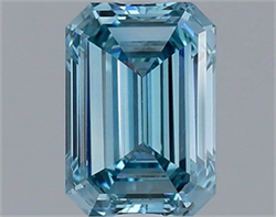 Picture of Lab Grown Diamond 1.25 Carats, Emerald with  Cut, Fancy Vivid Blue Color, VS1 Clarity and Certified by IGI