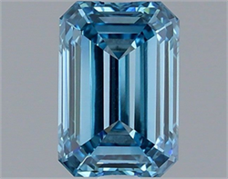 Picture of Lab Grown Diamond 1.31 Carats, Emerald with  Cut, Fancy Vivid Blue Color, VVS2 Clarity and Certified by IGI
