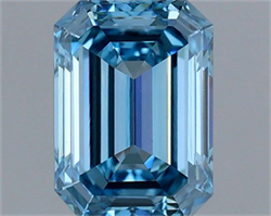 Picture of Lab Grown Diamond 1.20 Carats, Emerald with  Cut, Fancy Vivid Blue Color, VVS2 Clarity and Certified by IGI