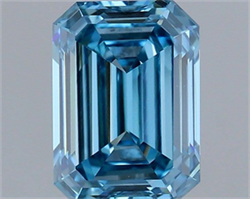 Picture of Lab Grown Diamond 1.24 Carats, Emerald with  Cut, Fancy Vivid Blue Color, VVS2 Clarity and Certified by IGI