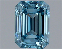 Picture of Lab Grown Diamond 1.42 Carats, Emerald with  Cut, Fancy Vivid Blue Color, VS1 Clarity and Certified by IGI