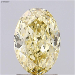 Picture of Lab Grown Diamond 1.57 Carats, Oval with  Cut, Fancy Intense Yellow Color, VS2 Clarity and Certified by IGI