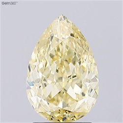 Picture of Lab Grown Diamond 2.03 Carats, Pear with  Cut, Fancy Yellow Color, VVS2 Clarity and Certified by IGI