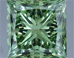 Picture of Lab Grown Diamond 2.03 Carats, Princess with  Cut, Fancy Vivid Green Color, VS2 Clarity and Certified by IGI