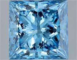 Picture of Lab Grown Diamond 2.54 Carats, Princess with  Cut, Fancy Vivid Blue Color, VS1 Clarity and Certified by IGI