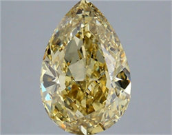 Picture of Lab Grown Diamond 4.09 Carats, Pear with  Cut, Fancy Intense Yellow Color, VS1 Clarity and Certified by IGI