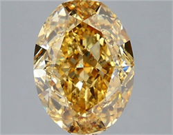Picture of Lab Grown Diamond 5.11 Carats, Oval with  Cut, Fancy Intense Yellow Color, VS2 Clarity and Certified by IGI