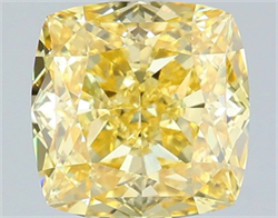 Picture of Lab Grown Diamond 3.08 Carats, CUSHION MODIFIED with  Cut, Fancy Vivid Yellow Color, VS1 Clarity and Certified by IGI