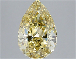 Picture of Lab Grown Diamond 4.09 Carats, Pear with  Cut, Fancy Intense Yellow Color, VS2 Clarity and Certified by IGI
