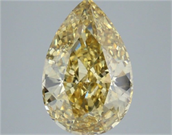 Picture of Lab Grown Diamond 5.09 Carats, Pear with  Cut, Fancy Intense Yellow Color, VS2 Clarity and Certified by IGI