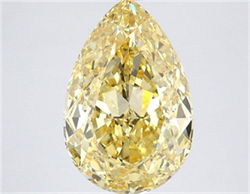 Picture of Lab Grown Diamond 3.60 Carats, Pear with  Cut, Fancy Intense Yellow Color, VVS2 Clarity and Certified by IGI