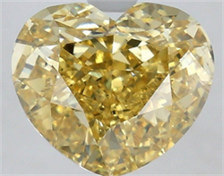 Picture of Lab Grown Diamond 5.03 Carats, Heart with  Cut, Fancy Intense Yellow Color, VS1 Clarity and Certified by IGI