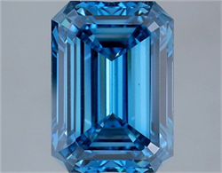 Picture of Lab Grown Diamond 3.03 Carats, Emerald with  Cut, Fancy Vivid Blue Color, VS1 Clarity and Certified by IGI