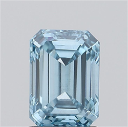 Picture of Lab Grown Diamond 1.73 Carats, Emerald with  Cut, Fancy Intense Blue Color, VS2 Clarity and Certified by IGI