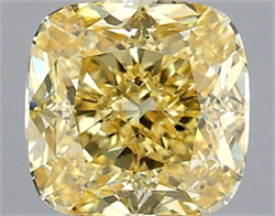 Picture of Lab Grown Diamond 1.57 Carats, CUSHION MODIFIED with  Cut, Fancy Intense Yellow Color, VVS2 Clarity and Certified by IGI