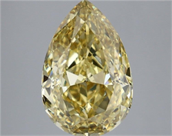 Picture of Lab Grown Diamond 5.10 Carats, Pear with  Cut, Fancy Intense Yellow Color, VS2 Clarity and Certified by IGI