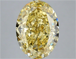 Picture of Lab Grown Diamond 5.08 Carats, Oval with  Cut, Fancy Intense Yellow Color, VS2 Clarity and Certified by IGI