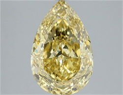 Picture of Lab Grown Diamond 3.57 Carats, Pear with  Cut, Fancy Intense Yellow Color, VS1 Clarity and Certified by IGI