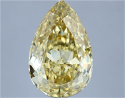 Picture of Lab Grown Diamond 4.53 Carats, Pear with  Cut, Fancy Intense Yellow Color, VS1 Clarity and Certified by IGI