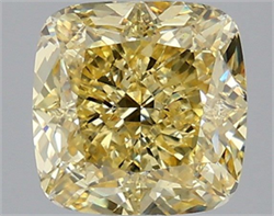 Picture of Lab Grown Diamond 2.55 Carats, CUSHION MODIFIED with  Cut, Fancy Intense Yellow Color, VS1 Clarity and Certified by IGI
