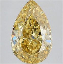 Picture of Lab Grown Diamond 3.50 Carats, Pear with  Cut, Fancy Intense Yellow Color, VS2 Clarity and Certified by IGI