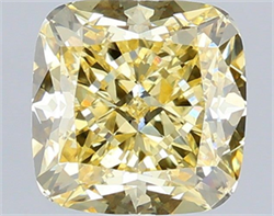 Picture of Lab Grown Diamond 3.08 Carats, CUSHION MODIFIED with  Cut, Fancy Intense Yellow Color, VS1 Clarity and Certified by IGI