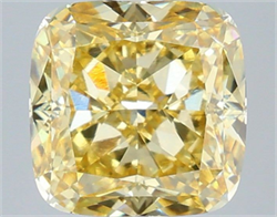 Picture of Lab Grown Diamond 4.04 Carats, CUSHION MODIFIED with  Cut, Fancy Intense Yellow Color, VS2 Clarity and Certified by IGI