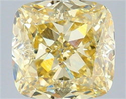 Picture of Lab Grown Diamond 3.08 Carats, CUSHION MODIFIED with  Cut, Fancy Intense Yellow Color, VS1 Clarity and Certified by IGI