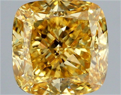 Picture of Lab Grown Diamond 3.52 Carats, CUSHION MODIFIED with  Cut, Fancy Vivid Yellow Color, VS1 Clarity and Certified by IGI