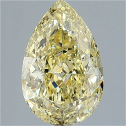 Picture of Lab Grown Diamond 3.04 Carats, Pear with  Cut, Fancy Intense Yellow Color, VS2 Clarity and Certified by IGI