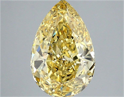 Picture of Lab Grown Diamond 4.59 Carats, Pear with  Cut, Fancy Intense Yellow Color, VS2 Clarity and Certified by IGI