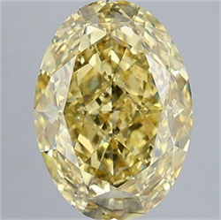 Picture of Lab Grown Diamond 3.05 Carats, Oval with  Cut, Fancy Intense Yellow Color, VS2 Clarity and Certified by IGI