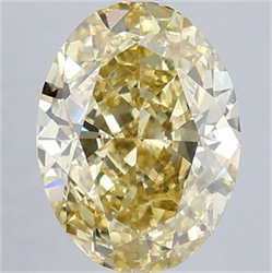 Picture of Lab Grown Diamond 4.01 Carats, Oval with  Cut, Fancy Intense Yellow Color, VS2 Clarity and Certified by IGI